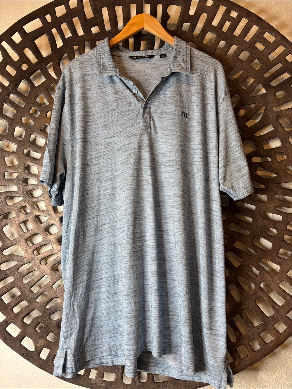 Travis Mathew Heather Gray Polo Shirt Men's 2XL Short Sleeve Golf Casual
